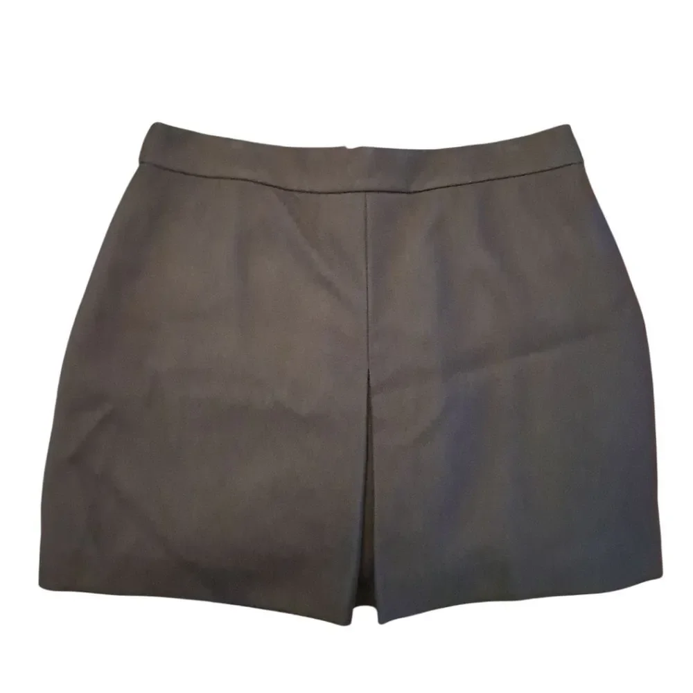 J. Crew Pleated Double-Serge Wool Mini Skirt, Size 16, Brown, Fully Lined, NWT